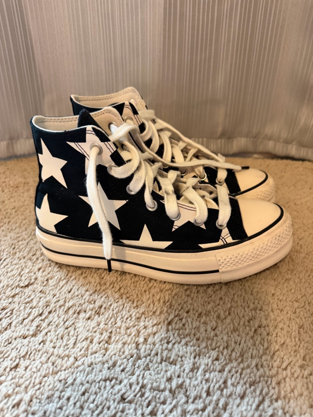 Converse High-Top Star Print Sneakers in Black and White